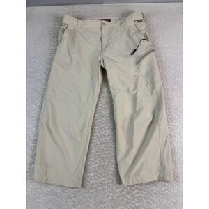 Simms Fishing Pants Mens XL Khaki Nylon Stretch Quick Dry Zip Pockets Hiking
